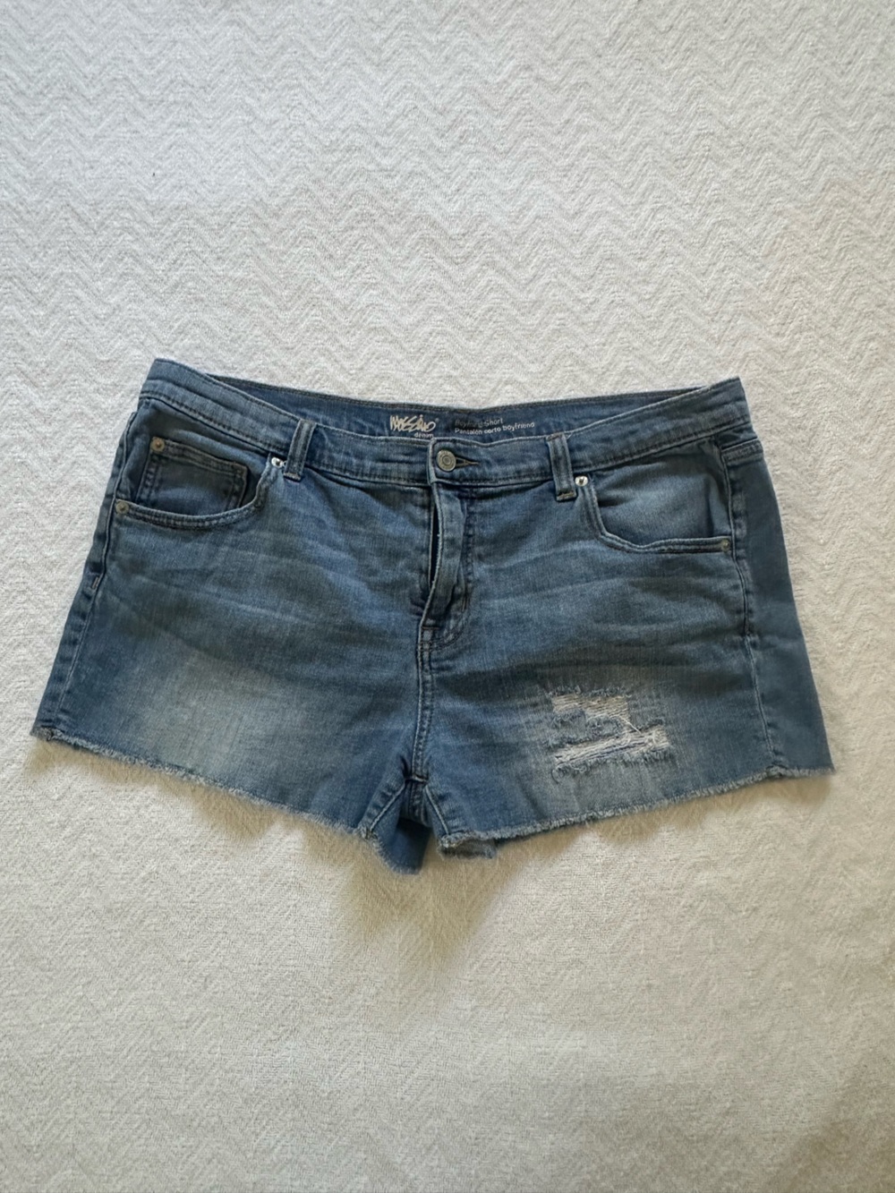 Stretch boyfriend fit Blue Denim Jean Shorts